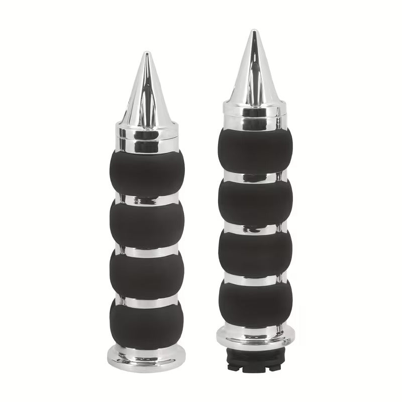 Par De Puños Estilo Metálico Para Motos Chopper Café Racer Plateado