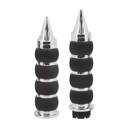 Par De Puños Estilo Metálico Para Motos Chopper Café Racer Plateado