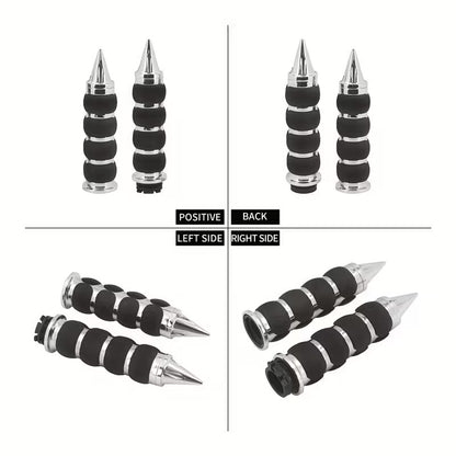 Par De Puños Estilo Metálico Para Motos Chopper Café Racer Plateado