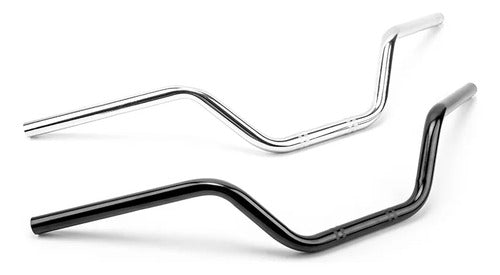 Manillar Para Moto Custom Chopper En Acero Cromado Y Negro