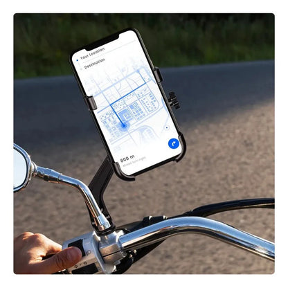 Soporte Celular Moto Universal Espejo Negro Ajustable