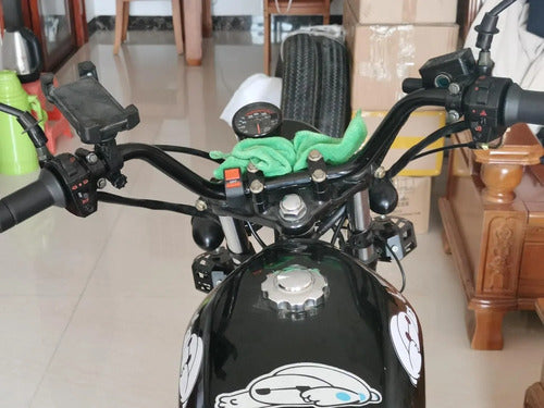 Manillar Para Moto Custom Chopper En Acero Cromado Y Negro