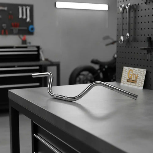 Manillar Para Moto Custom Chopper En Acero Cromado Y Negro