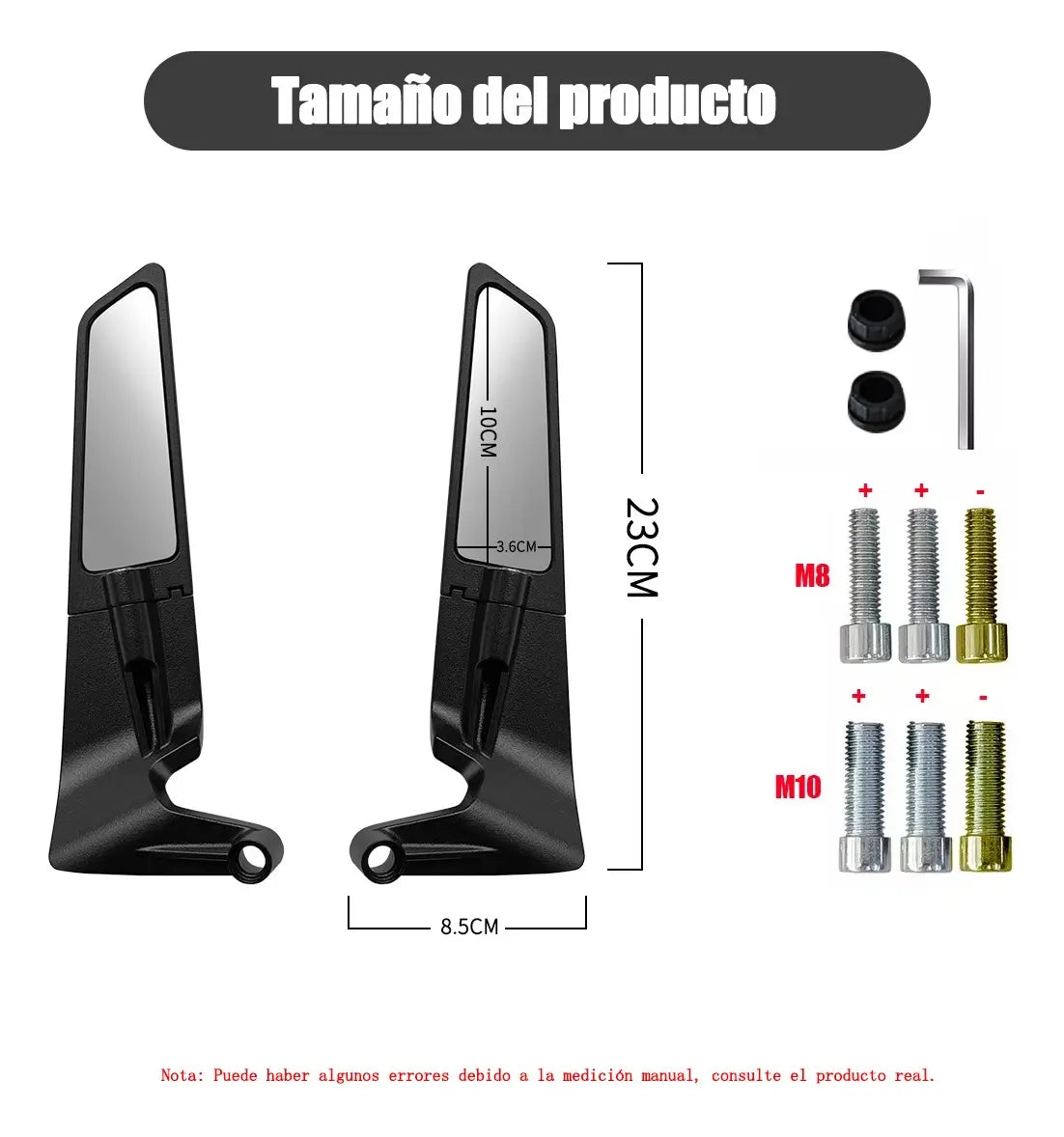 Espejos Moto Tipo Alerón Finos Universales Naked Y Otras
