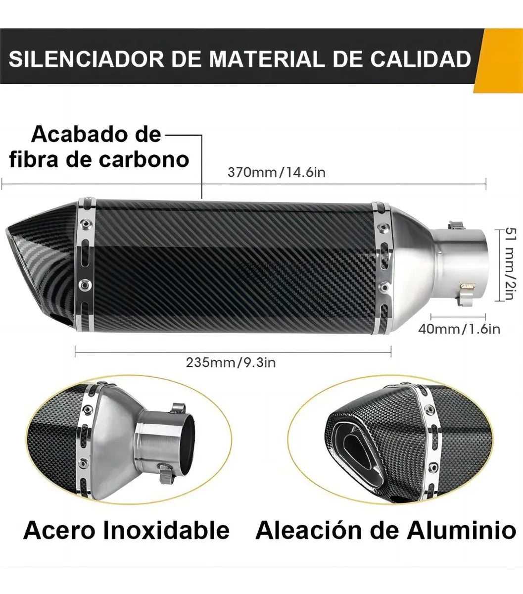 Escape tipo Akrapovic 51mm Universal Moto