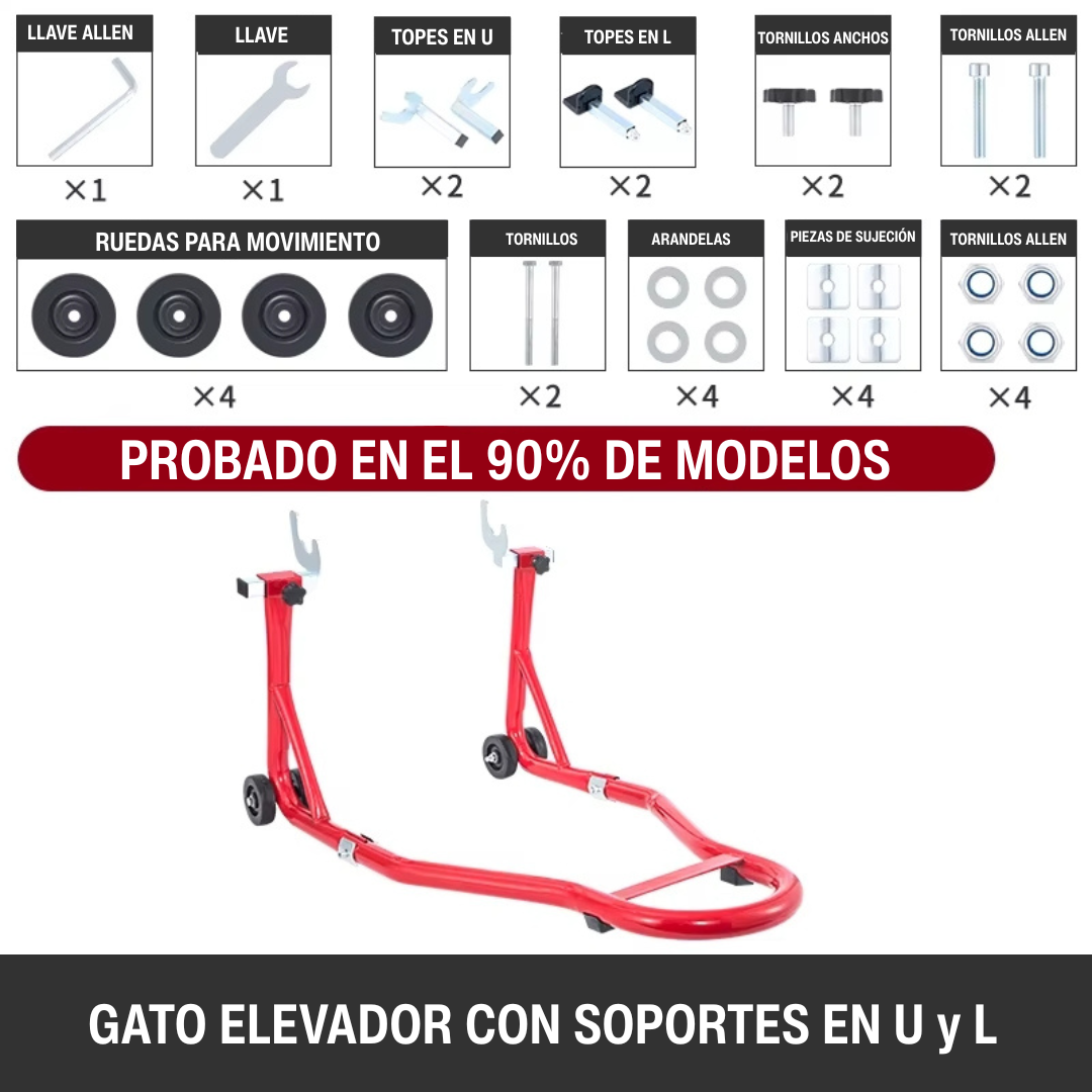 Gato Soporte Elevador Moto Rueda Trasera Delantera 350kgs