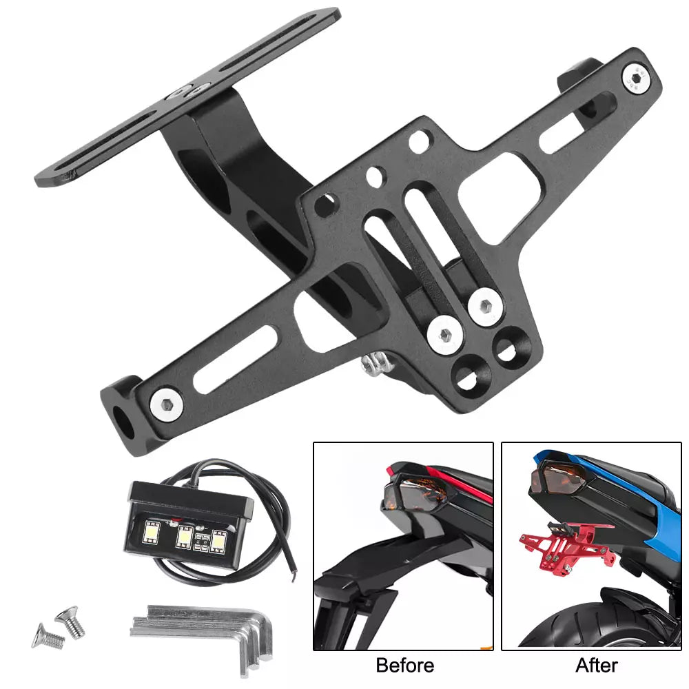 Porta Matricula Rebatible Placa Patente Moto Rebatible Y Luz