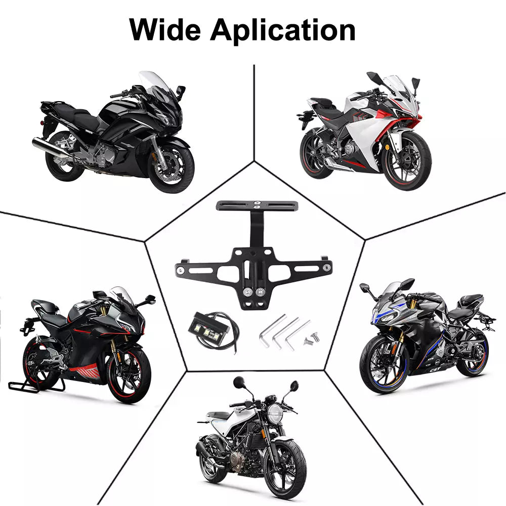 Porta Matricula Rebatible Placa Patente Moto Rebatible Y Luz