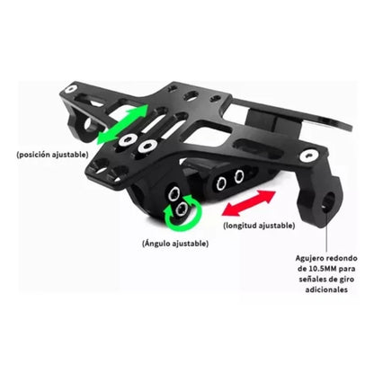 Porta Matricula Rebatible Placa Patente Moto Rebatible Y Luz