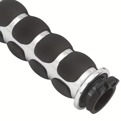 Par De Puños Estilo Metálico Para Motos Chopper Café Racer Plateado