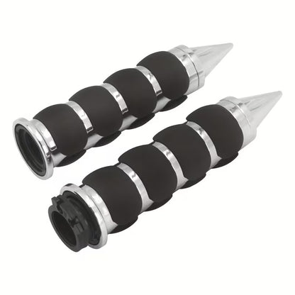 Par De Puños Estilo Metálico Para Motos Chopper Café Racer Plateado