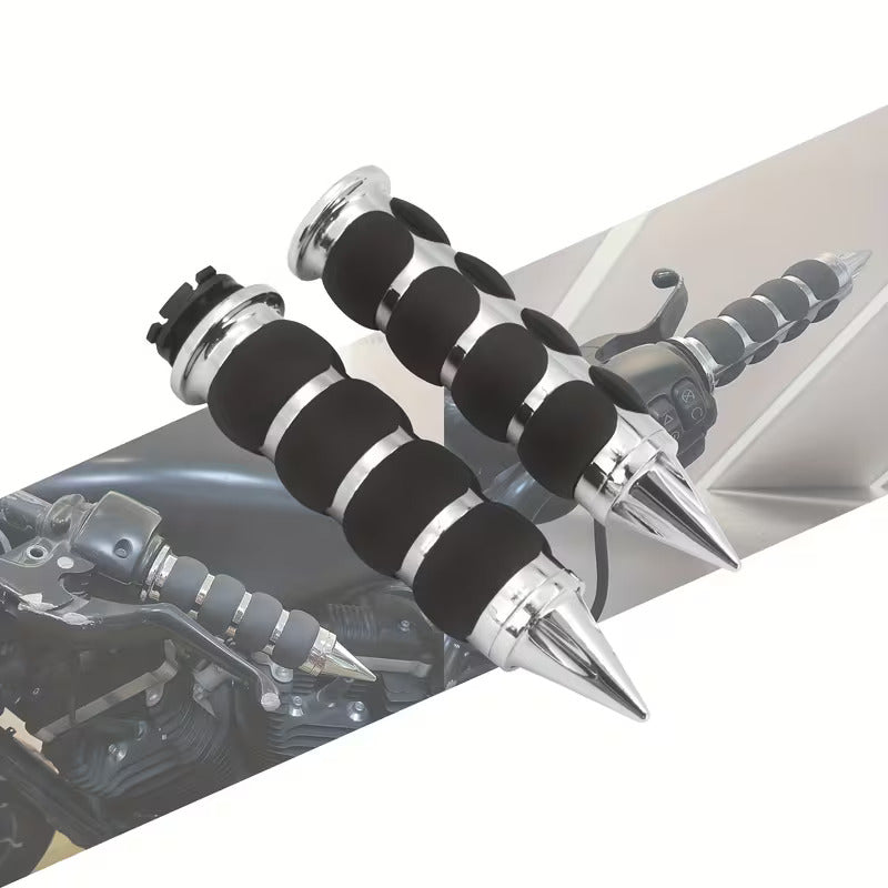 Par De Puños Estilo Metálico Para Motos Chopper Café Racer Plateado